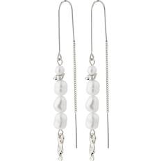 Beige Örhängen Pilgrim Berthe Pearl Chain Earrings Silverplated Dam Hängende Örhängen one