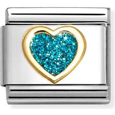 Nomination Blue Charms & Pendants Nomination CLASSIC Turquoise Glitter Heart Charm 030220/08