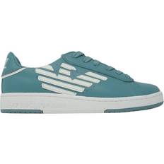 Eagle Logo Smoke Blue Leather Trainers
