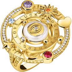 Thomas Sabo Guldpläterad cocktailring kosmisk design med färgade stenar