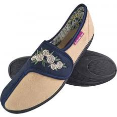 Dunlop Adjustable Wide Fit Memory Foam Floral Slippers