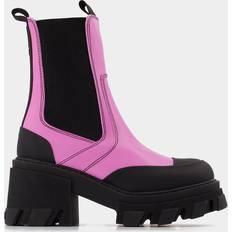 Ganni Stiefeletten Cleated Mid Chelsea aus rosafarbenem Leder pink