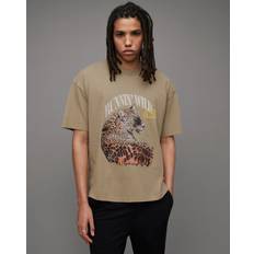 Beige - Running T-shirts AllSaints Species Leopard Print Oversized T-Shirt