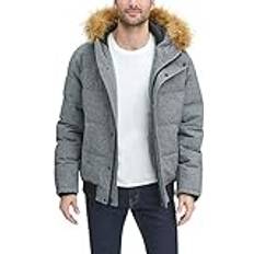 Tommy Hilfiger Grey Outerwear Tommy Hilfiger Herren Gesteppte Arctic Cloth Snap Front Schnorchel Bomberjacke Parka, Meliert, Grau