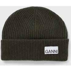 Ganni Khaki Logo Patch Beanie Kalamata 861 UNI