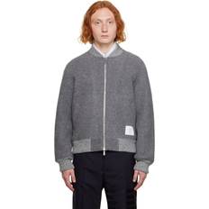 Men - Stripes Outerwear Thom Browne Striped bomber in wool lt_grey