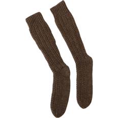 Dolce & Gabbana Socks Dolce & Gabbana Brown Wool Knit Calf Long Socks Brown