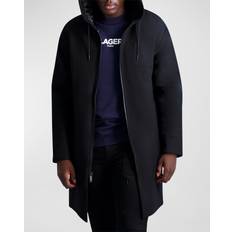 Karl Lagerfeld Men's Wool-Blend Parka w/ Handwarmer Pockets BLACK