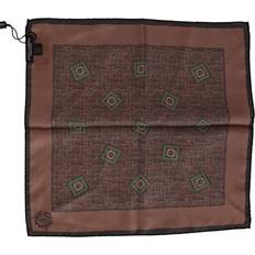 Brune - Herre Brystlommetørklær Dolce & Gabbana Brown Patterned Silk Square Handkerchief Scarf