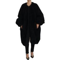 Dolce & Gabbana Black Cashmere Blend Faux Fur Coat Jacket IT40