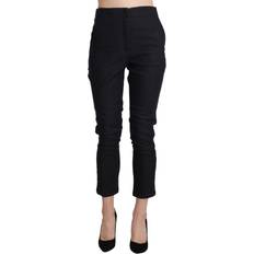 Ermanno Scervino Black High Waist Capri Cropped Cotton Pants IT40