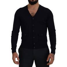 Dolce & Gabbana Man Cardigans Dolce & Gabbana Blue Wool STAFF Down Cardigan Sweater IT46