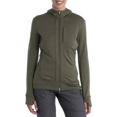 Icebreaker Quantum III LS Zip Hood Women ylletröja Loden-IB069