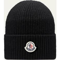 Moncler Men Accessories Moncler Men's Ribbed Wool-Cashmere Beanie BLACK