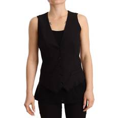 Jackets Dolce & Gabbana Black Button Down Sleeveless Vest Wool Women's Top