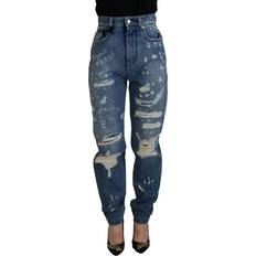 Silk Jeans Dolce & Gabbana Blue Tattered Skinny Denim Cotton Jeans IT38