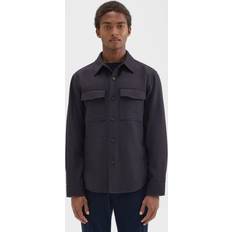 Flannel Outerwear Theory Garvin Shirt Jacket in Recycled Wool-Blend Flannel