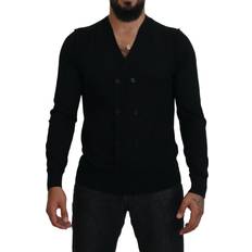 Cardigans Dolce & Gabbana Black Cashmere Button Down Cardigan Men's Sweater