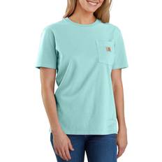 Turquoise - Women T-shirts Carhartt Women's Loose Fit Heavyweight Short-Sleeve Pocket T-Shirt, 103067