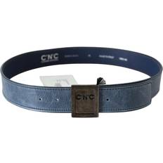 Costume National Blue Normal Leather Logo Buckle Belt