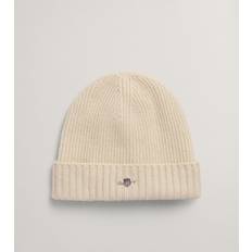 Gant Unisex Beanies Gant Shield Ribbed Wool-Blend Beanie Cream