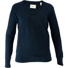 Gant Women Clothing Gant Women Fine Knit V-Neck Sweater Blue