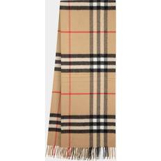 Burberry Womens Archive Beige Giant Check Fringed Cashmere Scarf