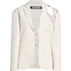 XL Blazers Jacquemus Galliga Shoulder-cutout Linen-blend Suit Jacket Womens Ivory