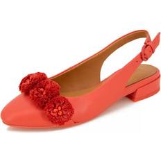 Orange Loafers Gentle Souls Women's Sandals BRIGHT Bright Coral Anana Pom-Pom Slingback Sandal Women