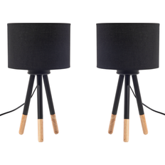 Wood Table Lamps Beliani Set of 2 Modern Scandinavian Tripod Table Lamp