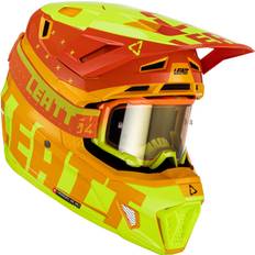 LEATT 7.5 Tricolor Motocross Helmet with Goggles - Yellow/Orange