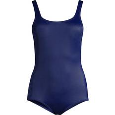 Lands' End Swimsuits Lands' End Womens Chlorine Resistant Tugless Tank Soft Cup One Piece Swimsuit Deep Sea Navy Regular