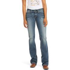 Long - Women Jeans Ariat Women's R.E.A.L. Mid Rise Stretch Whipstitch Boot Cut Jeans in Rainstorm Cotton, 26, Rainstorm