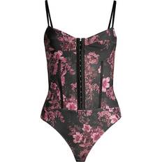 Florals Bodysuits Free People Night Rhythm Printed Bodysuit by Intimately, Black Combo, Black Combo