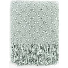 Battilo Home Sage Green Throw Blanket for Couch Light Blue Knit Blankets Green (152.4x)