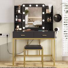 Vabches Vabches Vanity With Mirror Lights,Vanity With Charging Station,Vanity Dressing Table