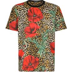 Dolce & Gabbana Brown T-shirts Dolce & Gabbana floral leopard-print T-shirt men Cotton Brown