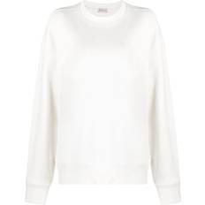 Moncler Women Jumpers Moncler logo-print long-sleeve sweatshirt women Cotton White