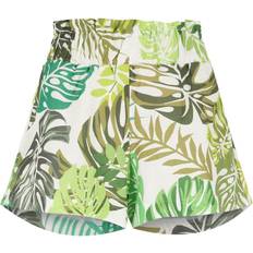 Amir Slama palm leaf print shorts women Linen/Flax Green