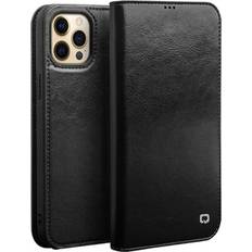 Qialino Classic iPhone 13 Pro Läder Plånboksfodral Svart