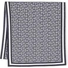 Balmain Scarfs Balmain monogram-pattern wool-blend scarf women Wool/Cupro/Metallic Fibre One Blue
