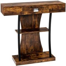 Costway T-Shaped Small Space Brown Console Table