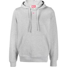 Diesel Unisex Jumpers Diesel logo-patch cotton hoodie unisex Cotton Grey