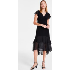 Tommy Hilfiger Dresses Tommy Hilfiger Women's V-Neck How-Low Hem Chiffon-Trim Dress Black Black