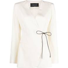 Leather Blazers Fabiana Filippi side-fastening wrap blazer women Viscose/Virgin Wool/Polyester/Calf Leather White
