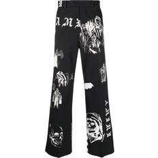 Amiri Pants Amiri graphic-print straight-leg trousers men Cotton/Cotton Black