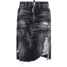 DSquared2 Women Skirts DSquared2 distressed denim skirt women Cotton/Polyester/Spandex/Elastane/Calf Leather/Cotton Black