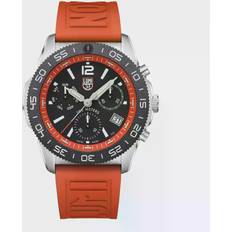 Luminox Watches Luminox Pacific Diver Chronograph Black Orange Rubber Diver Watch, 44mm Silver-Tone