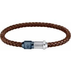 Maserati Brown Braided Leather Rope Bracelet JM223AVE15