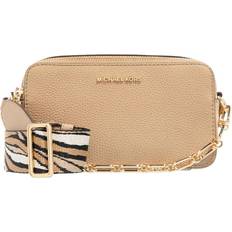 Michael Kors Womens Camel Jet Set Double Zip Chain Camera Crossbody Bag